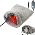 Heated Pet Bed with USB Power, Foldable Cat Dog Sleeping Bag with Soft Fleece, Adjustable Temperature Control and Timer, Ideal for Travel and Home Use (Grey)