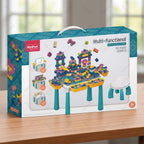 Multifunctional Kids Building Block Table Set with Storage, Compatible with 3-6 Year Olds, Includes Chair and 88-380PCS Colorful Bricks, Ideal for Learning, Drawing, Sand & Water Play (108PCS)