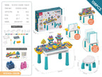 Multifunctional Kids Building Block Table Set with Storage, Compatible with 3-6 Year Olds, Includes Chair and 88-380PCS Colorful Bricks, Ideal for Learning, Drawing, Sand & Water Play (380PCS)