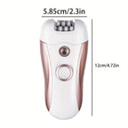 4-in-1 women's hair removal, electric epilator, shaver, foot file, trimmer, USB rechargeable, IPX6 waterproof, body grooming, Australian women - Rose gold - Size L
