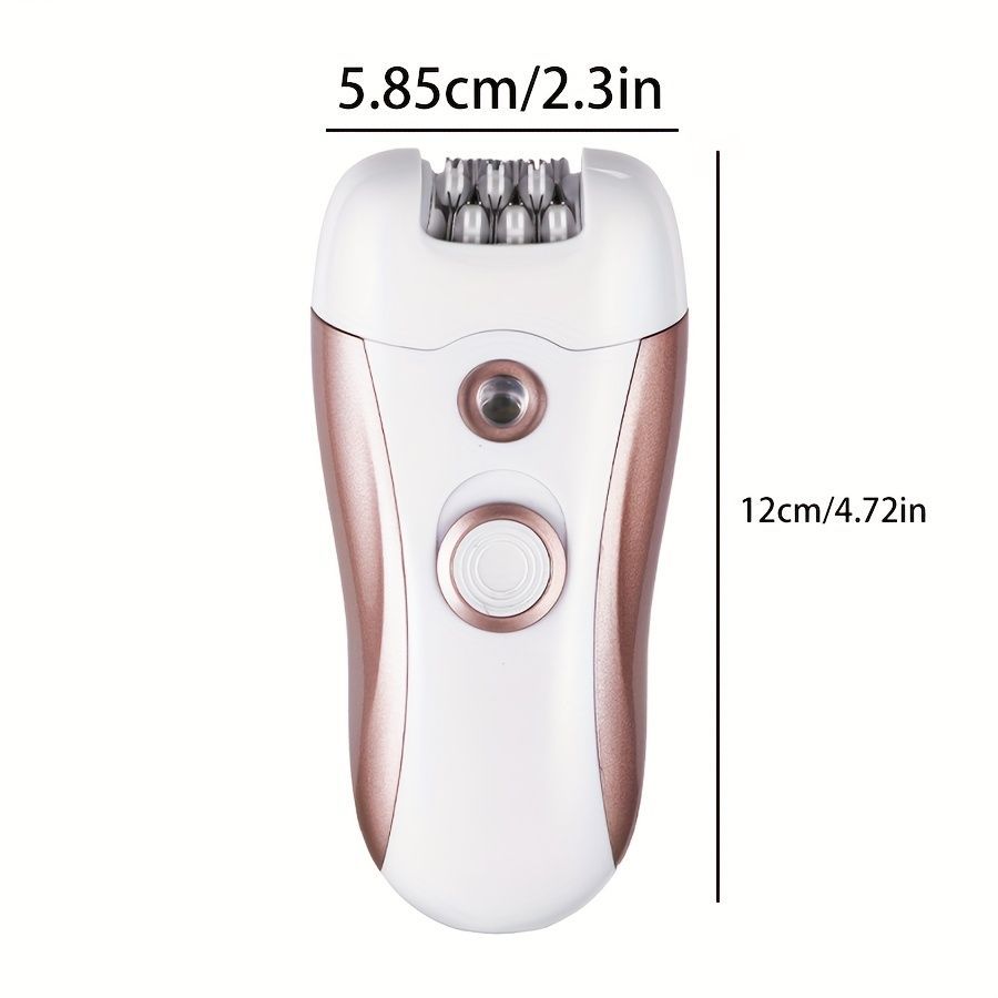 4-in-1 women's hair removal, electric epilator, shaver, foot file, trimmer, USB rechargeable, IPX6 waterproof, body grooming, Australian women - Rose gold - Size L