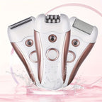 4-in-1 women's hair removal, electric epilator, shaver, foot file, trimmer, USB rechargeable, IPX6 waterproof, body grooming, Australian women - Rose gold - Size L