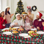 Christmas Tablecloth Plaid Tablecloth Snowflake Tablecloth Holiday Party - Red - Size 274cm137cm