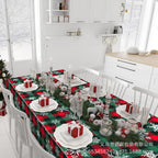 Christmas Tablecloth Plaid Tablecloth Snowflake Tablecloth Holiday Party - Red - Size 274cm137cm
