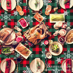 Christmas Tablecloth Plaid Tablecloth Snowflake Tablecloth Holiday Party - Red - Size 274cm137cm