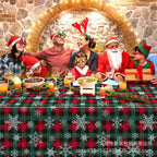 Christmas Tablecloth Plaid Tablecloth Snowflake Tablecloth Holiday Party - Red - Size 274cm137cm