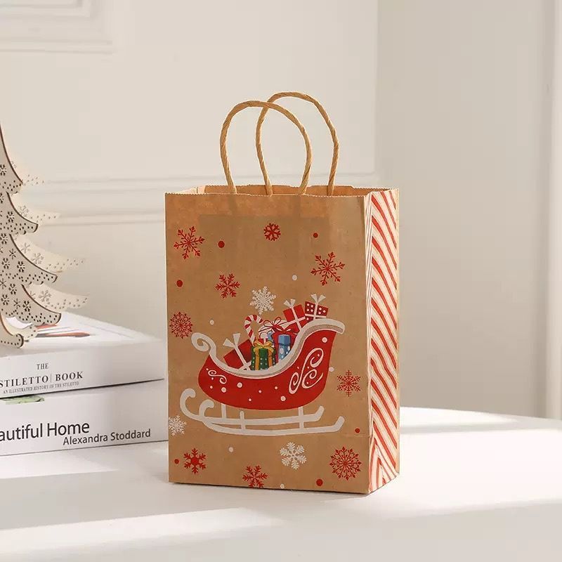 Christmas Gift Bags 30-Piece Set Festive Designs Holiday Gifting Christmas - Red - Size 15-8-21