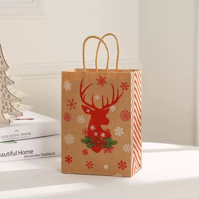 Christmas Gift Bags 30-Piece Set Festive Designs Holiday Gifting Christmas - Red - Size 15-8-21
