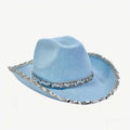 Bachelorette Party Hats Bachelor Party Hats Cowboy Hats White Pink Black Hats - Blue - Size m