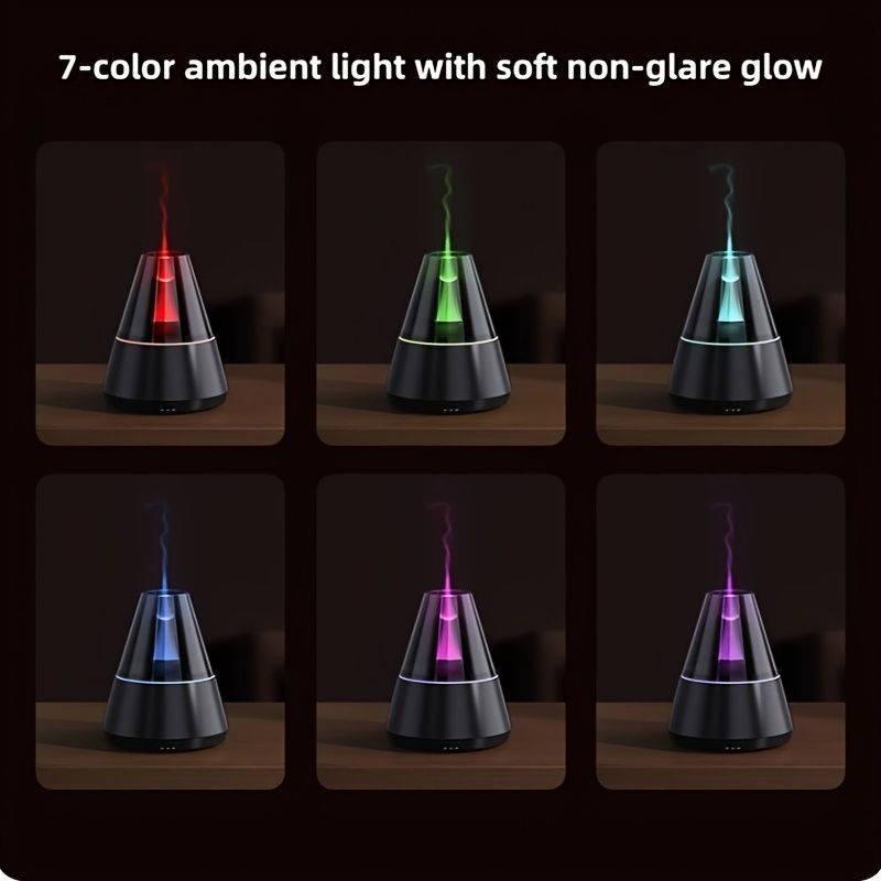 flame aroma diffuser, realistic flame diffuser, aromatherapy diffuser, essential oil diffuser, 7 color lights diffuser, ultra quiet diffuser, auto off diffuser, flame effect humidifier, Australian aromatherapy, relaxation diffuser - Black - Size Contains