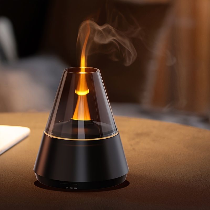 flame aroma diffuser, realistic flame diffuser, aromatherapy diffuser, essential oil diffuser, 7 color lights diffuser, ultra quiet diffuser, auto off diffuser, flame effect humidifier, Australian aromatherapy, relaxation diffuser - White - Size Contains