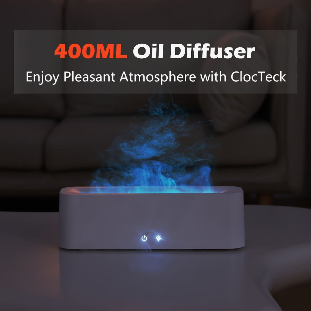 aromatherapy essential oil diffuser, humidifier, 400ml, full-color LED lights, timer auto shut-off, bedroom, office, living room, Australian home, relaxation - White - Size D