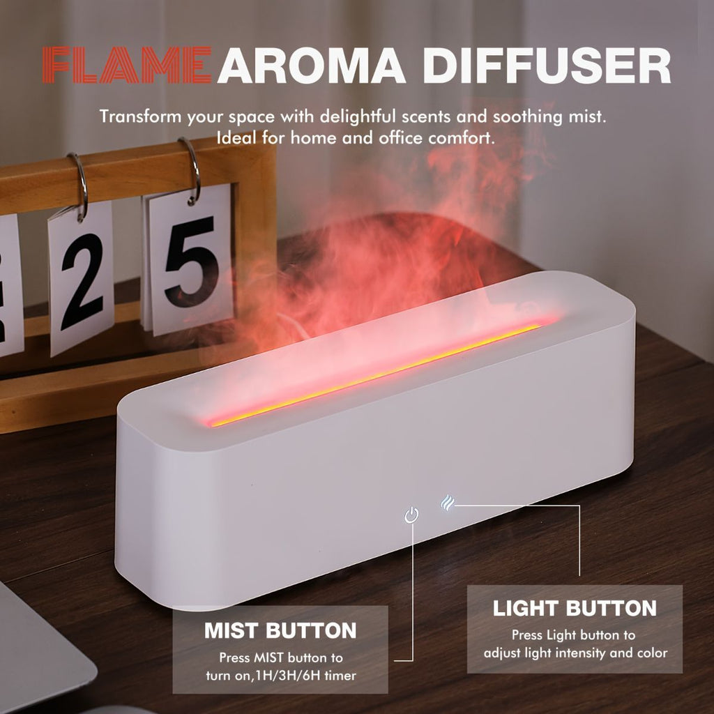 aromatherapy essential oil diffuser, humidifier, 400ml, full-color LED lights, timer auto shut-off, bedroom, office, living room, Australian home, relaxation - White - Size D