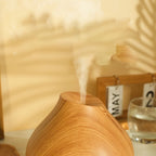 wood grain diffuser, aromatherapy diffuser, humidifier, ultrasonic diffuser, quiet diffuser, timer diffuser, essential oil diffuser, Australia, Australian homes, dry air relief, relaxation, stress relief, natural home decor - wooden - Size D