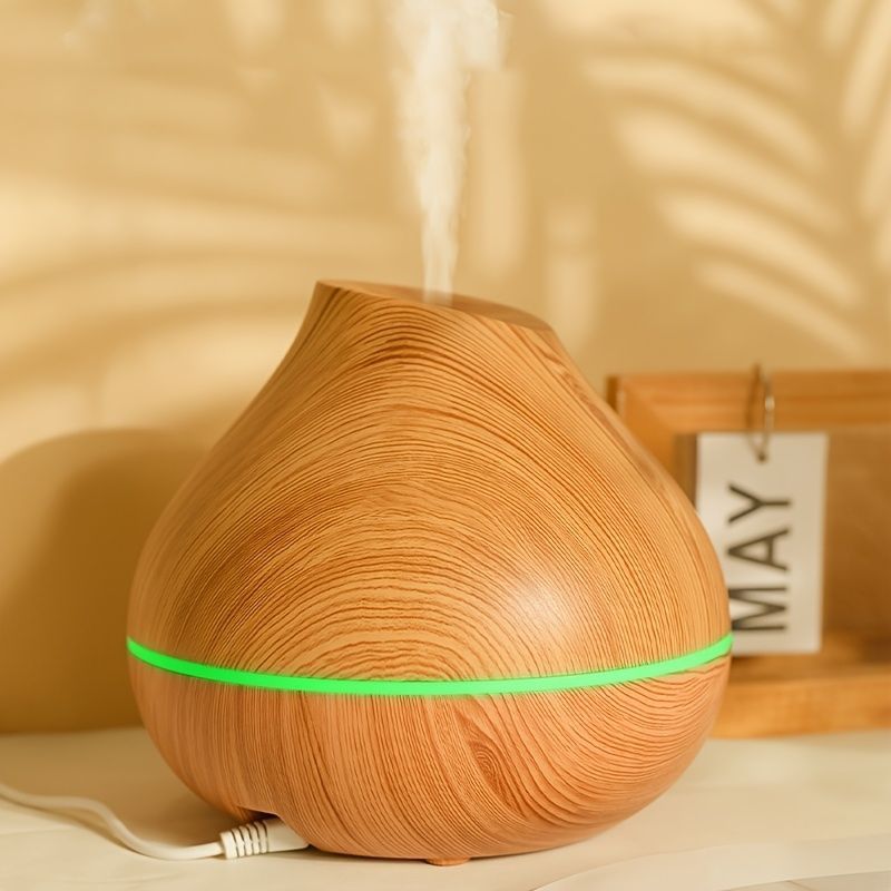 wood grain diffuser, aromatherapy diffuser, humidifier, ultrasonic diffuser, quiet diffuser, timer diffuser, essential oil diffuser, Australia, Australian homes, dry air relief, relaxation, stress relief, natural home decor - wooden - Size D