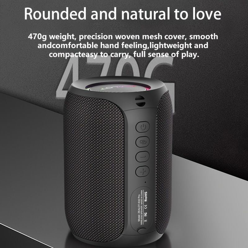 Portable Bluetooth Speaker Compact Speaker High-Quality Sound Long Battery Life - Black - Size 90-93-128mm