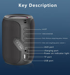 Portable Bluetooth Speaker Compact Speaker High-Quality Sound Long Battery Life - Camouflage - Size 90-93-128mm