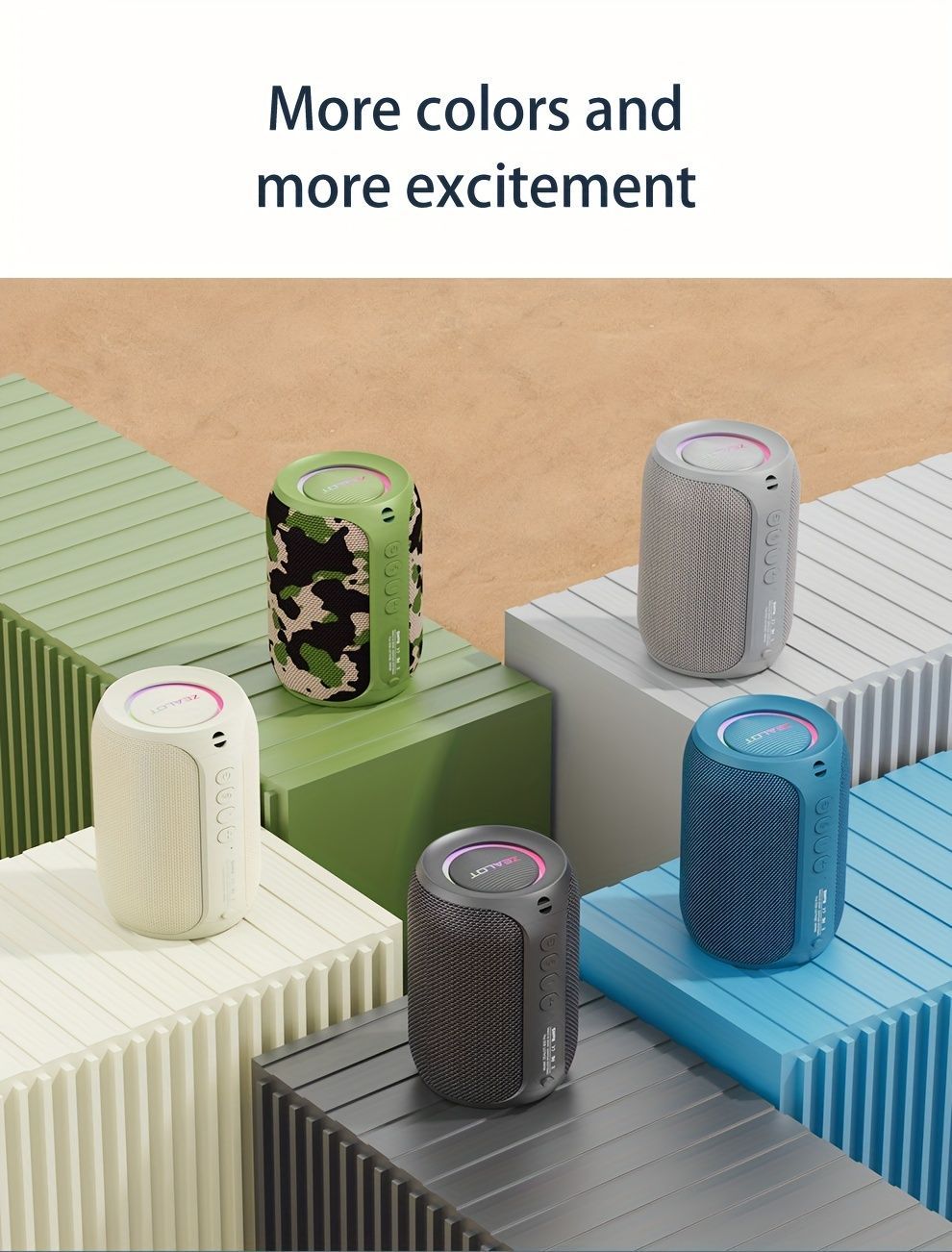 Portable Bluetooth Speaker Compact Speaker High-Quality Sound Long Battery Life - Camouflage - Size 90-93-128mm