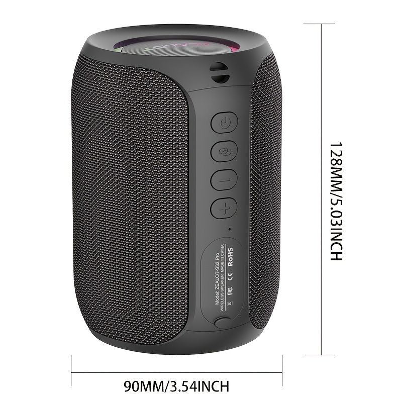 Portable Bluetooth Speaker Compact Speaker High-Quality Sound Long Battery Life - Gray - Size 90-93-128mm