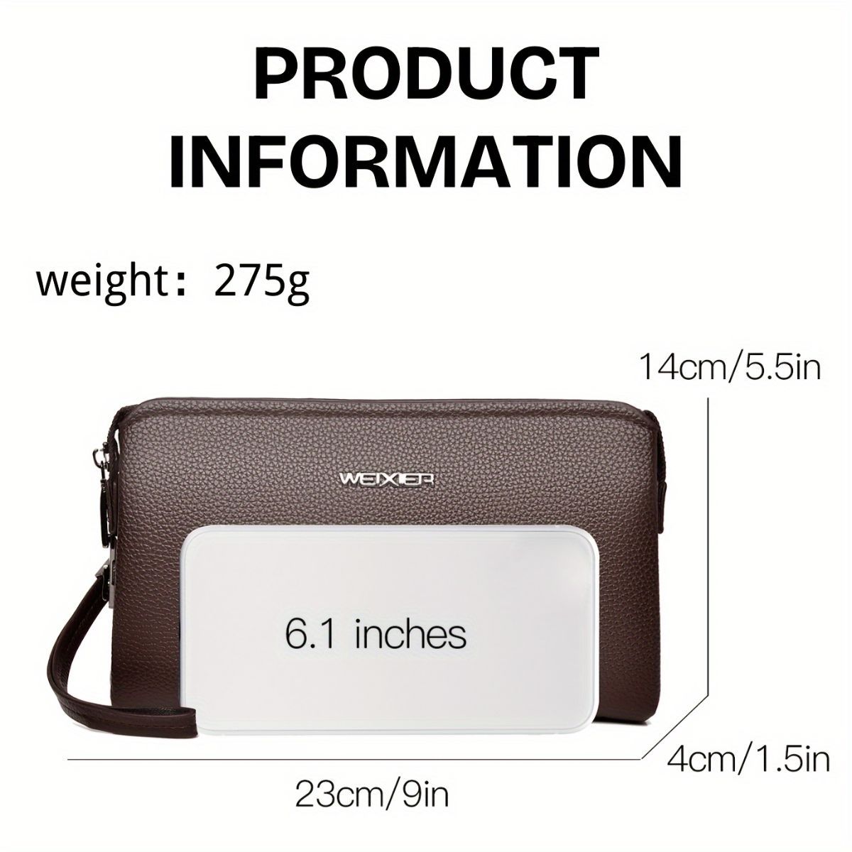 Men'S Leather Clutch Bag Men'S Accessories High-Quality Leather Stylish Clutch - Black - Size 23-4-14