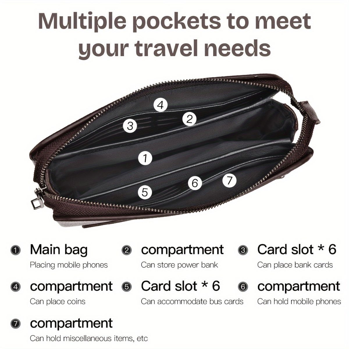 Men'S Leather Clutch Bag Men'S Accessories High-Quality Leather Stylish Clutch - Brown - Size 23-4-14