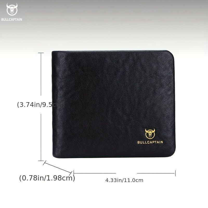 Bullcaptain Genuine Leather Men'S Wallet Multi Card Slots Large Capacity - Black - Size m