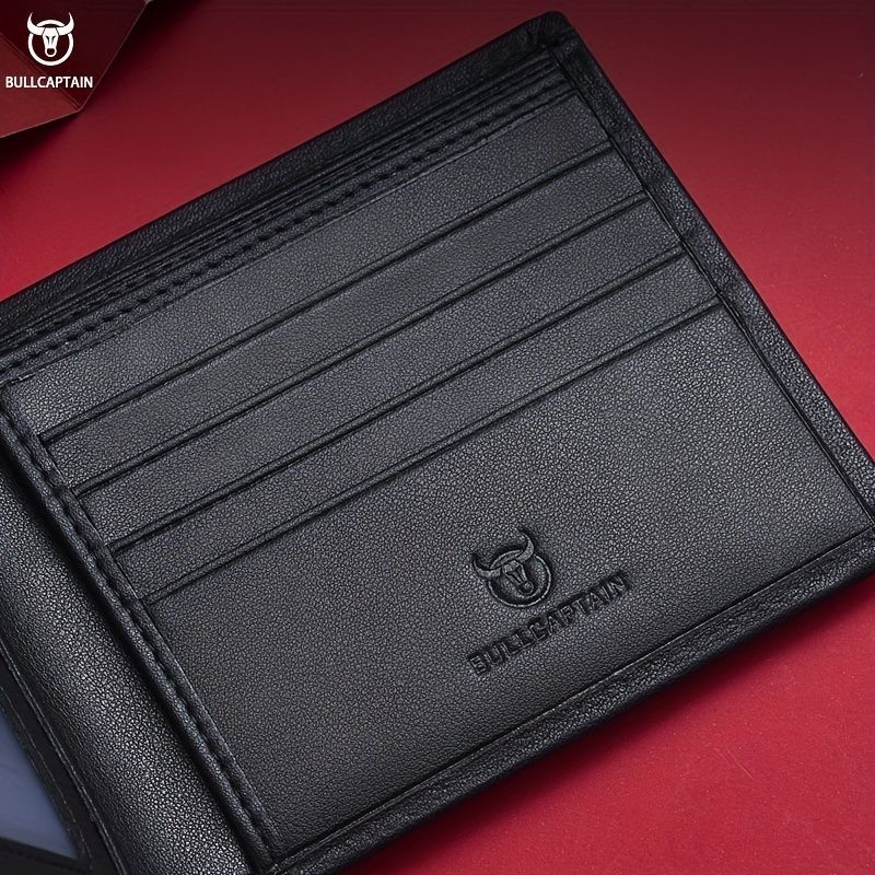 Bullcaptain Genuine Leather Men'S Wallet Multi Card Slots Large Capacity - Black - Size m