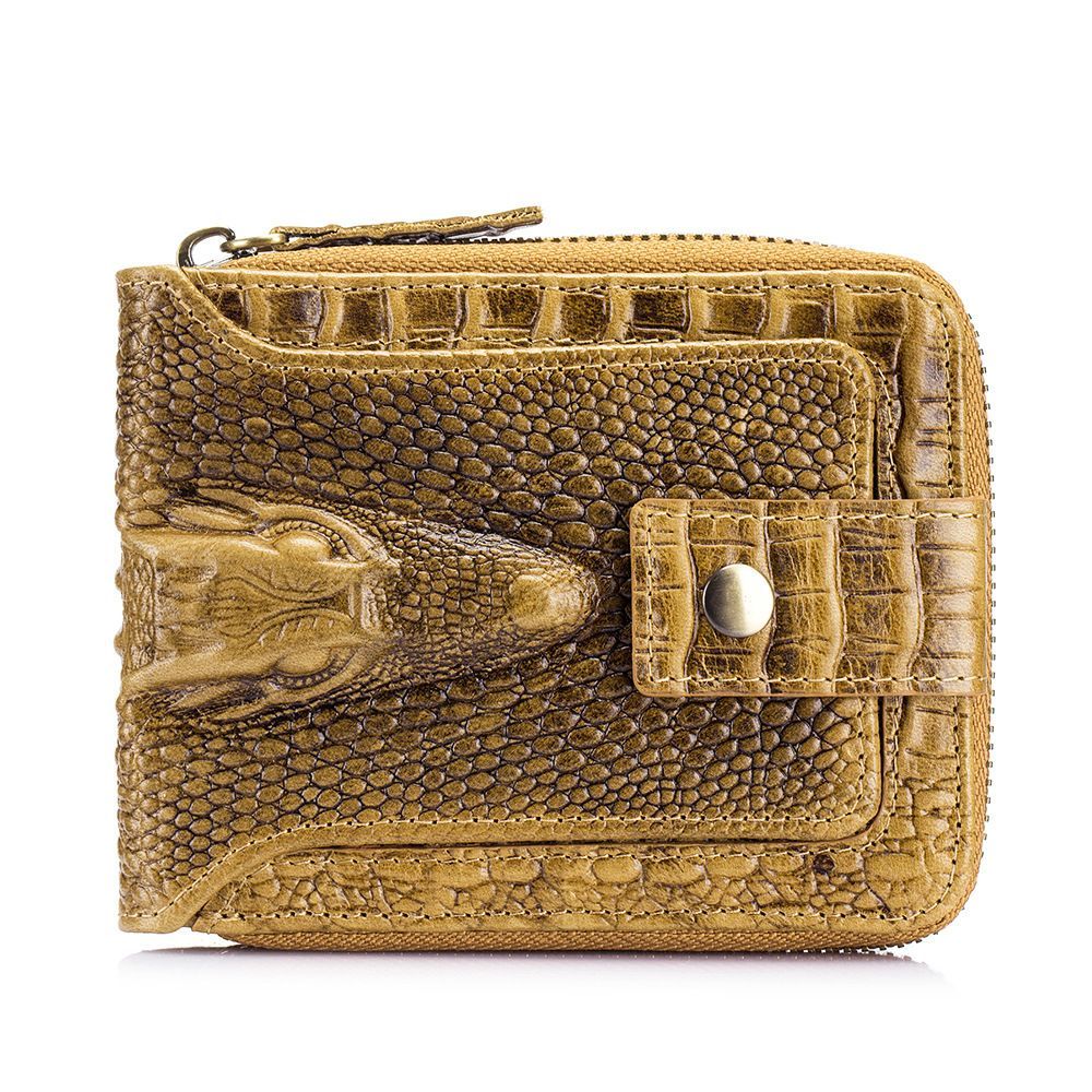 Men'S Wallet Genuine Leather Wallet Alligator-Embossed Wallet Horizontal Wallet - Black - Size m