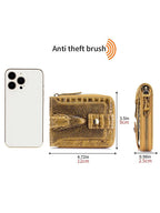 Men'S Wallet Genuine Leather Wallet Alligator-Embossed Wallet Horizontal Wallet - Orange - Size m