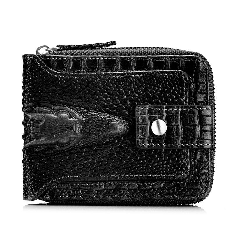 Men'S Wallet Genuine Leather Wallet Alligator-Embossed Wallet Horizontal Wallet - Orange - Size m