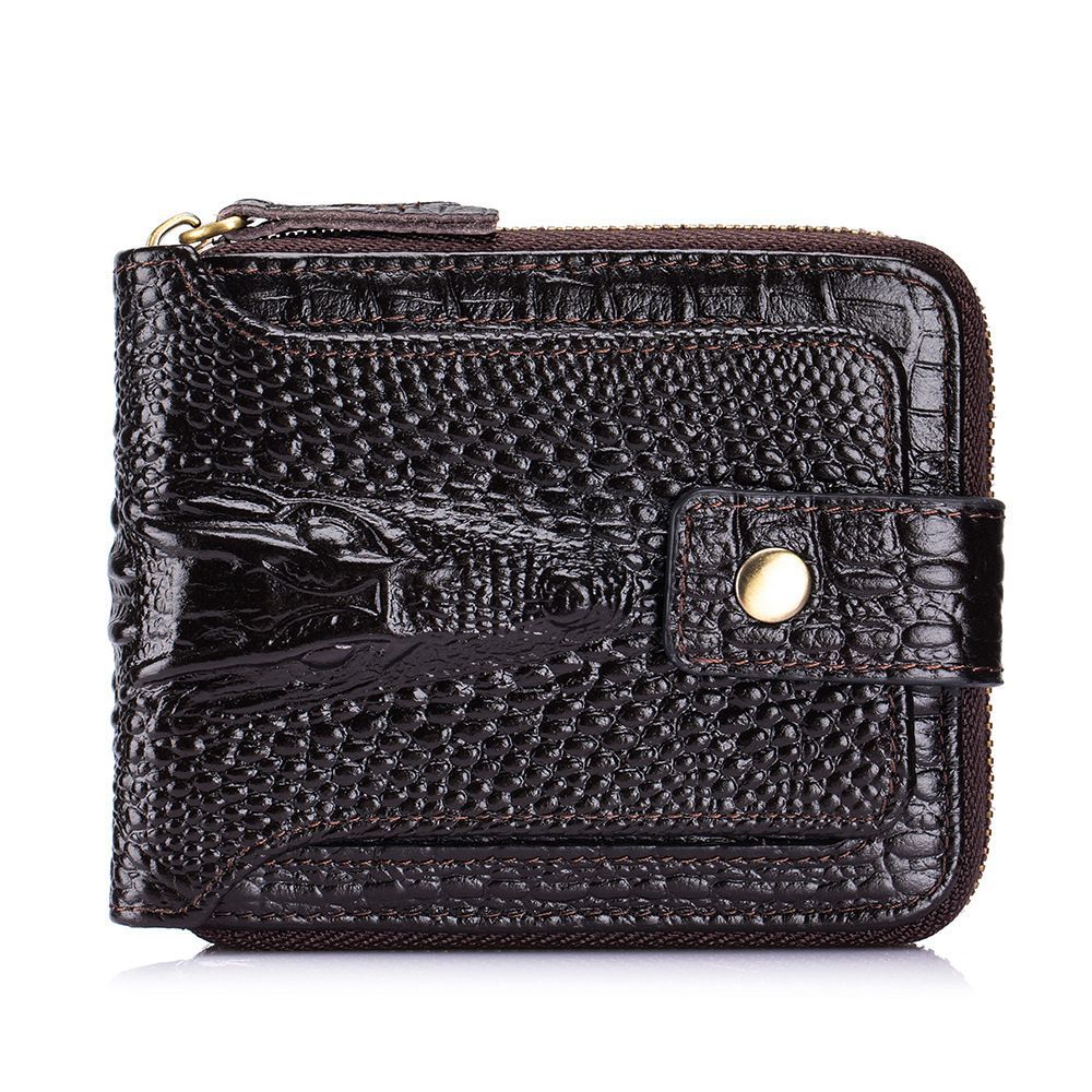 Men'S Wallet Genuine Leather Wallet Alligator-Embossed Wallet Horizontal Wallet - Orange - Size m