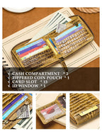 Men'S Wallet Genuine Leather Wallet Alligator-Embossed Wallet Horizontal Wallet - Orange - Size m