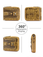 Men'S Wallet Genuine Leather Wallet Alligator-Embossed Wallet Horizontal Wallet - Orange - Size m