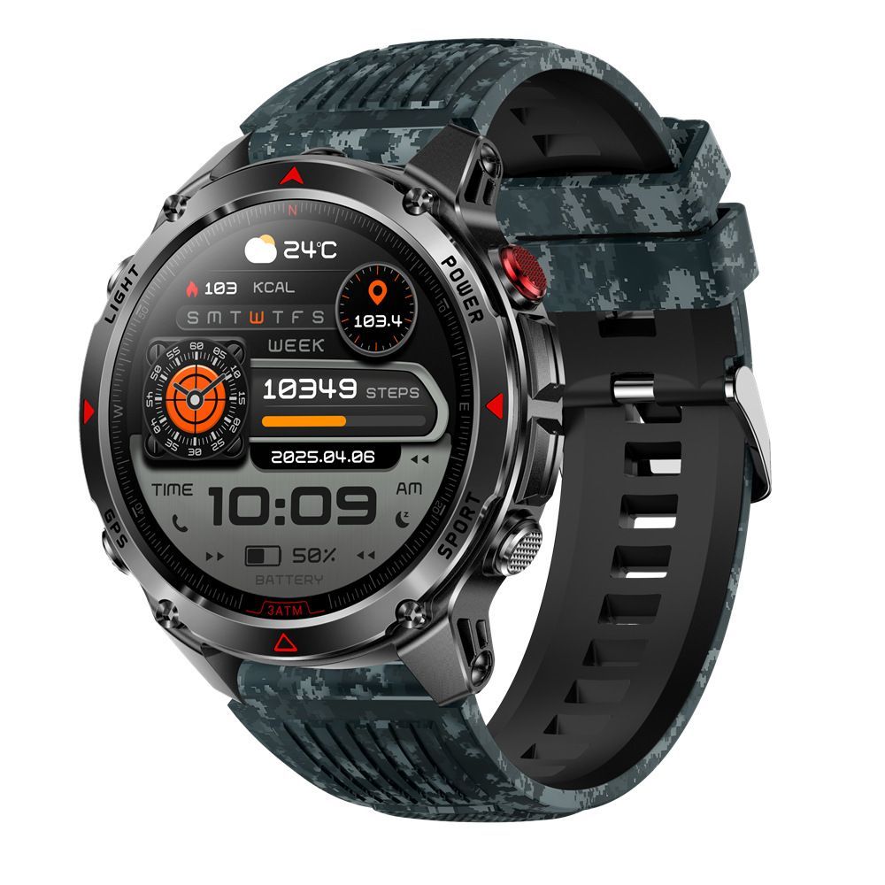 men's smart watch, HT37, GPS positioning, Bluetooth call, heart-rate monitoring, outdoor sports watch, Australian men's fashion, fitness watch - Blue - Size L