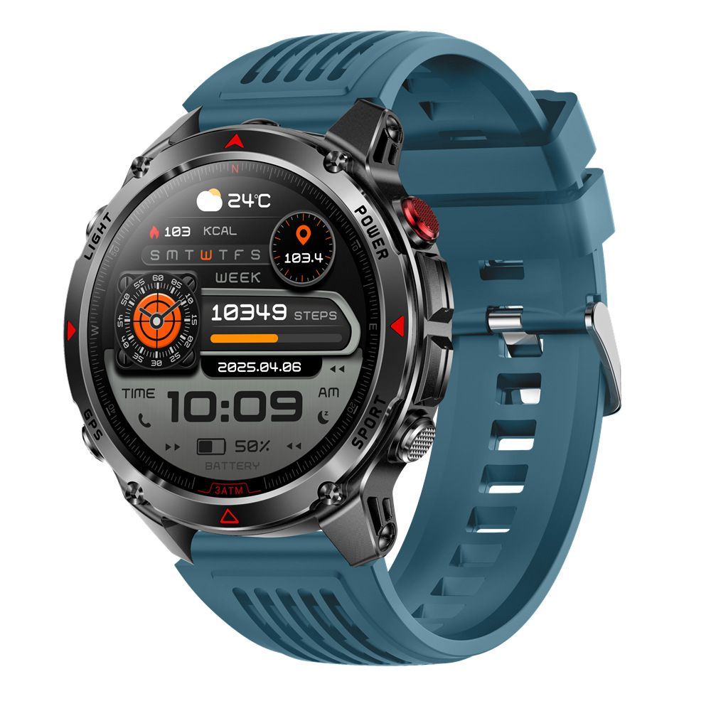 men's smart watch, HT37, GPS positioning, Bluetooth call, heart-rate monitoring, outdoor sports watch, Australian men's fashion, fitness watch - Camouflage - Size L