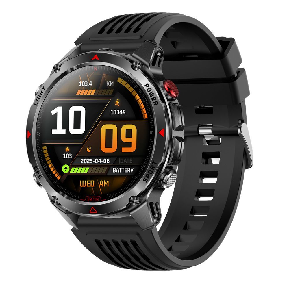 men's smart watch, HT37, GPS positioning, Bluetooth call, heart-rate monitoring, outdoor sports watch, Australian men's fashion, fitness watch - Gray - Size L