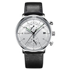 men's watch, ultra-thin watch, leather strap watch, luminous watch, waterproof watch, date calendar watch, curved glass watch, casual sports watch, OLIKA watch, men's fashion watch - Genuine leather strap with a black surface - Size Man