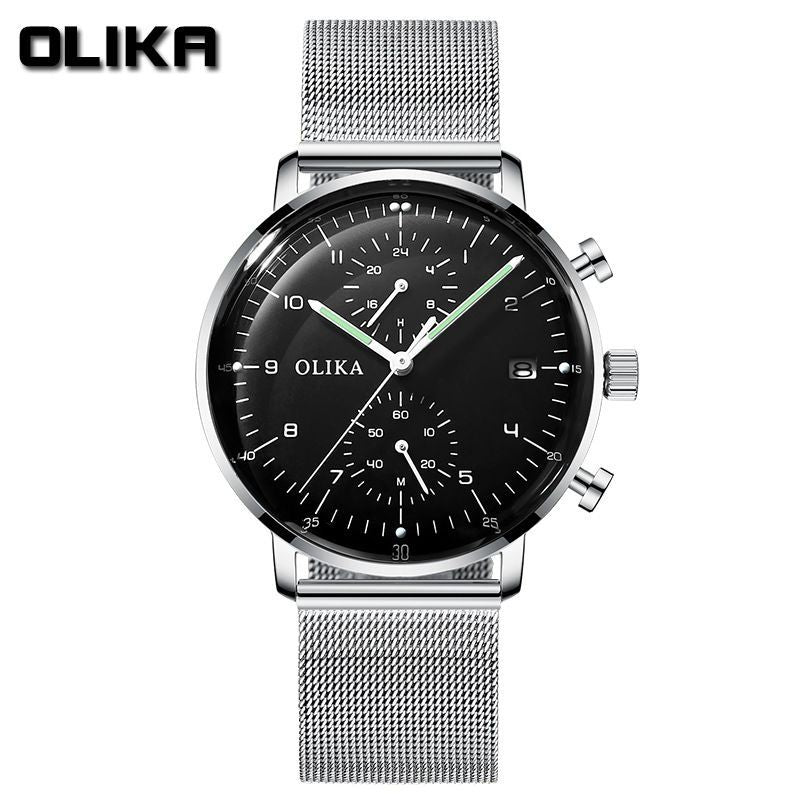 men's watch, ultra-thin watch, leather strap watch, luminous watch, waterproof watch, date calendar watch, curved glass watch, casual sports watch, OLIKA watch, men's fashion watch - Rose gold with a white face - Size Man