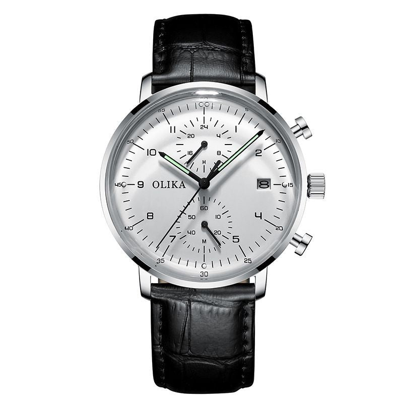men's watch, ultra-thin watch, leather strap watch, luminous watch, waterproof watch, date calendar watch, curved glass watch, casual sports watch, OLIKA watch, men's fashion watch - Rose gold with a black face - Size Man