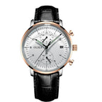 men's watch, ultra-thin watch, leather strap watch, luminous watch, waterproof watch, date calendar watch, curved glass watch, casual sports watch, OLIKA watch, men's fashion watch - Rose gold with a black face - Size Man