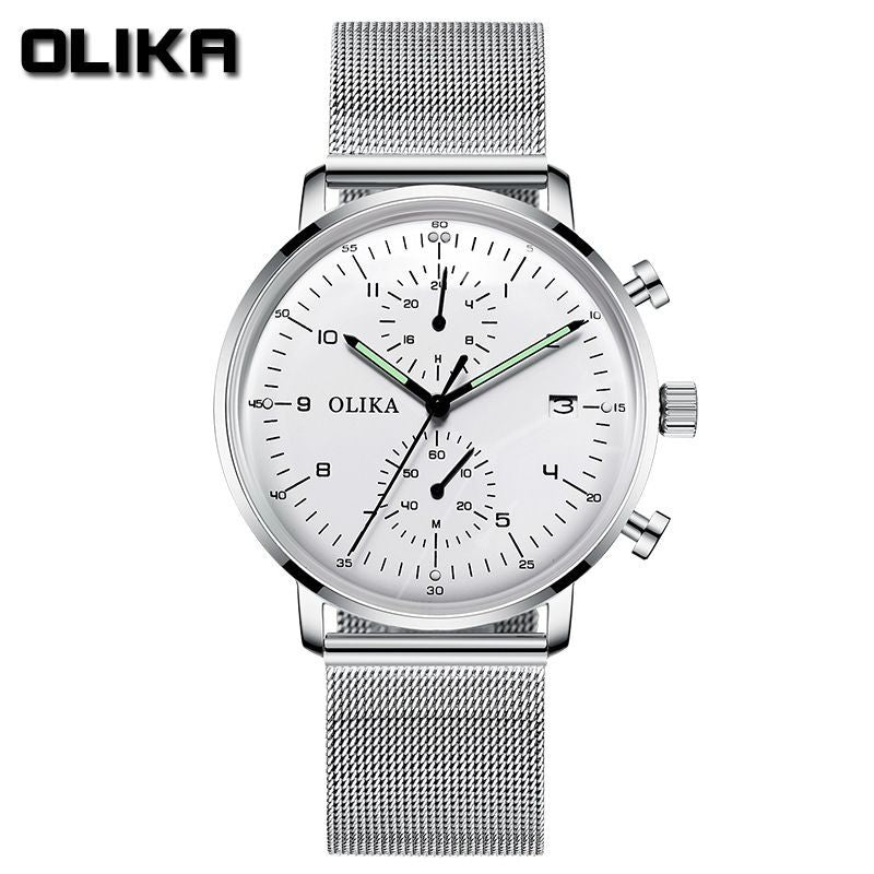 men's watch, ultra-thin watch, leather strap watch, luminous watch, waterproof watch, date calendar watch, curved glass watch, casual sports watch, OLIKA watch, men's fashion watch - Rose gold with a black face - Size Man