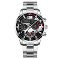 men's watch, Geneva calendar watch, stainless steel watch, business watch for men, Australian men's fashion, dress watch, formal watch, calendar wristwatch, Australian men's accessories - Black - Size 1