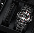 men's watch, Geneva calendar watch, stainless steel watch, business watch for men, Australian men's fashion, dress watch, formal watch, calendar wristwatch, Australian men's accessories - Black - Size 3