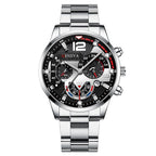 men's watch, Geneva calendar watch, stainless steel watch, business watch for men, Australian men's fashion, dress watch, formal watch, calendar wristwatch, Australian men's accessories - Black - Size 5