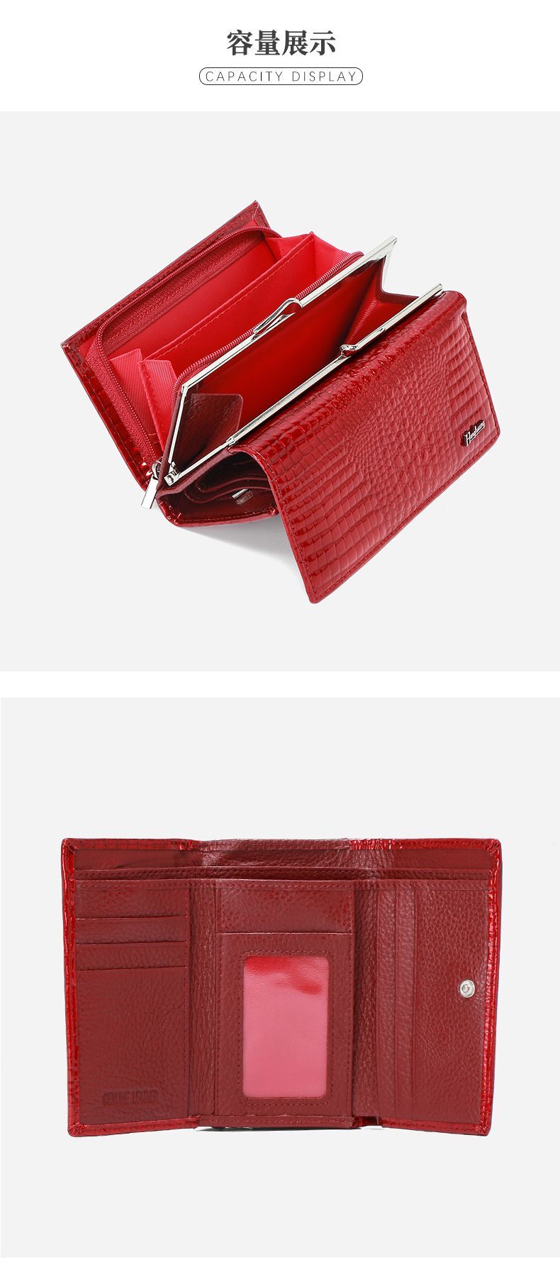 Genuine Leather Women'S Wallet Multifunctional Wallet Large Capacity Wallet - Burgundy - Size m