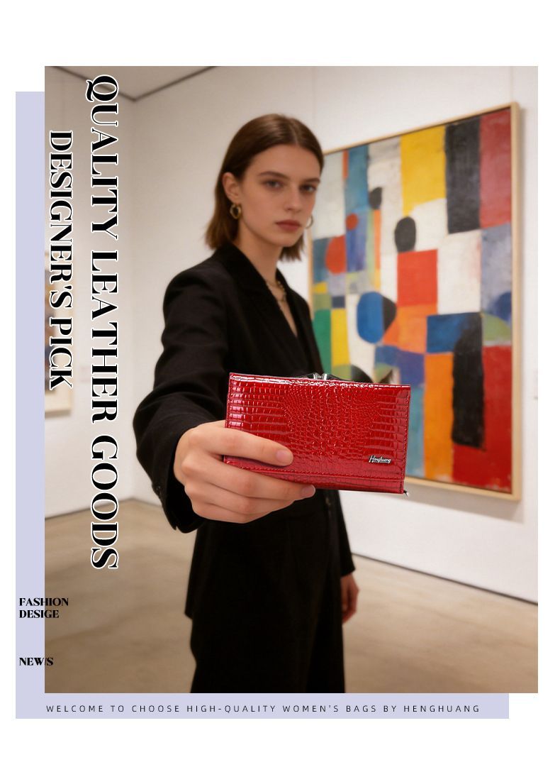 Genuine Leather Women'S Wallet Multifunctional Wallet Large Capacity Wallet - Red - Size m