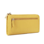 Genuine Leather Wallet RFID Blocking Wallet Long Zipper Clutch Women'S Phone - Yellow - Size m