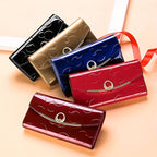 Women'S Genuine Leather Wallet Long Wallet Clutch Large Capacity Wallet - Black - Size m