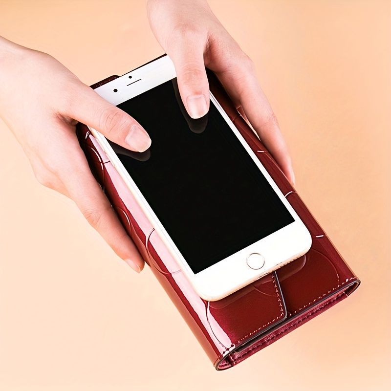 Women'S Genuine Leather Wallet Long Wallet Clutch Large Capacity Wallet - Burgundy - Size m