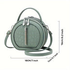 Ladies Handbag Round Handbag Croc-Embossed Handbag Tassel Handbag High-Quality - Beige - Size L